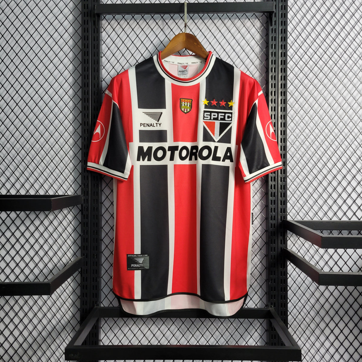 Camisa São Paulo Away 2000 - Penalty Retrô Masculina - Vermelha/Preta