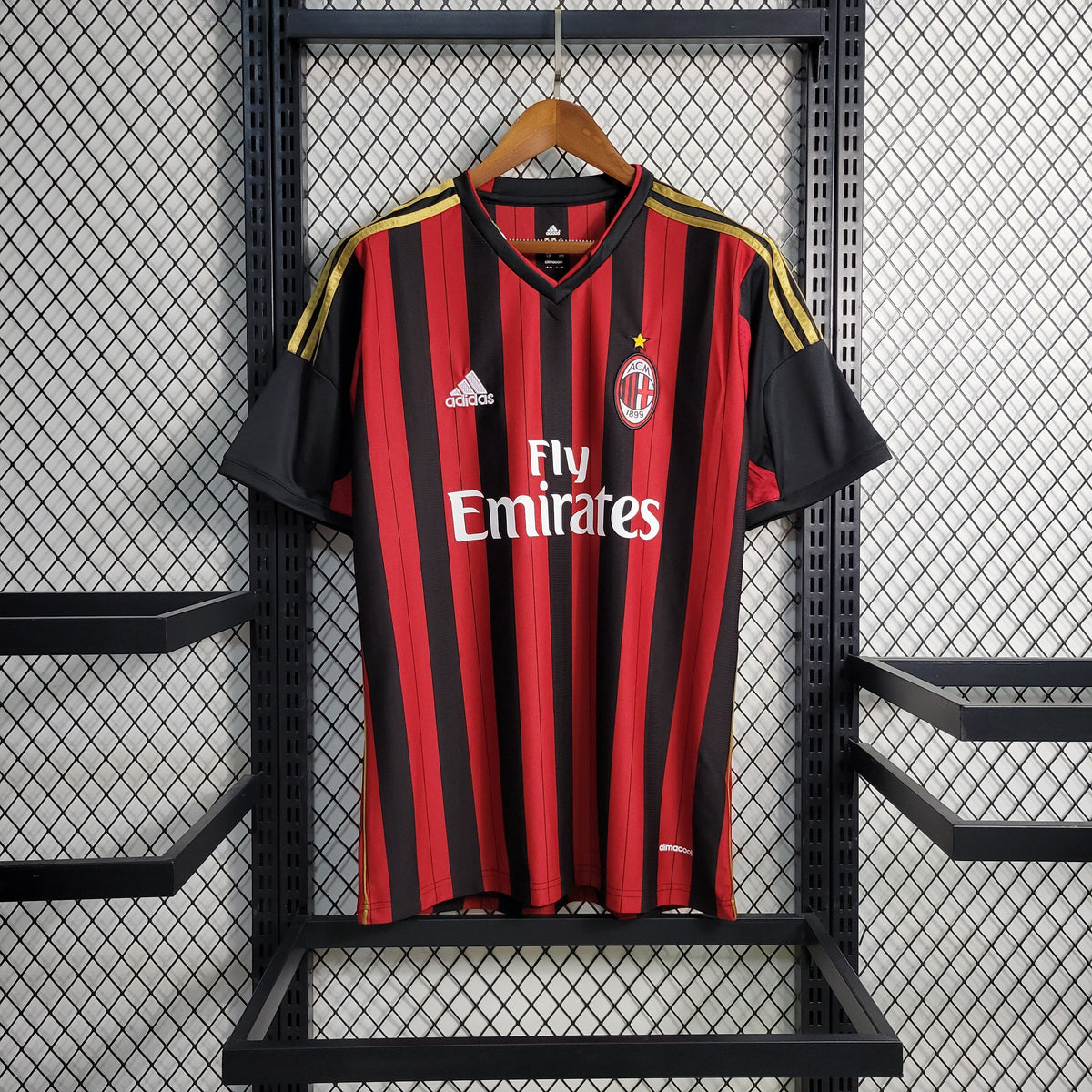 Camisa Milan Home 2013/14 - Adidas Retrô Masculina - Vermelha/Preta