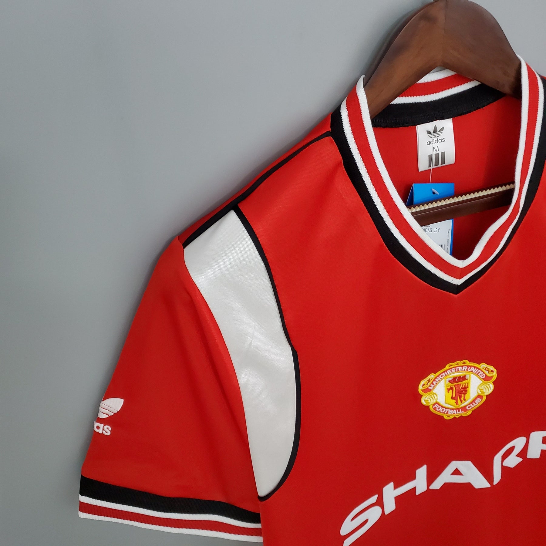 Camisa Manchester United Homale 1985/86 - Retrô Masculina - Vermelha/Branca