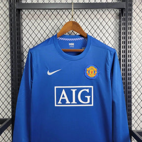 Camisa Manchester United Manga Longa Away 2007/08 - Nike Retrô Masculina - Azul