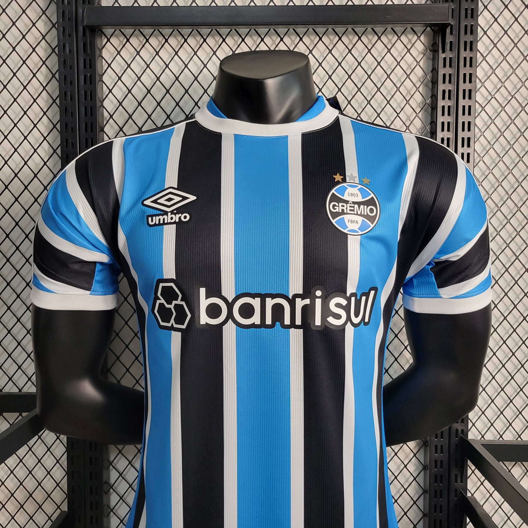 Camisa Grémio Home 2023/24 - Umbro Jogador Masculina - Azul/Preta