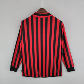 Camisa Manga Longa Milan Home 1999/00 - Adidas Retrô Masculina - Vermelha/Preta