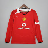 Camisa Manga Longa Manchester United 2004/06 - Nike Retrô Masculina - Vermelha/Branca