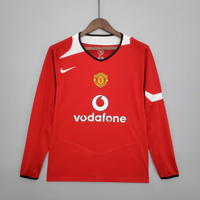 Camisa Manga Longa Manchester United 2004/06 - Nike Retrô Masculina - Vermelha/Branca