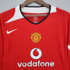 Camisa Manga Longa Manchester United 2004/06 - Nike Retrô Masculina - Vermelha/Branca