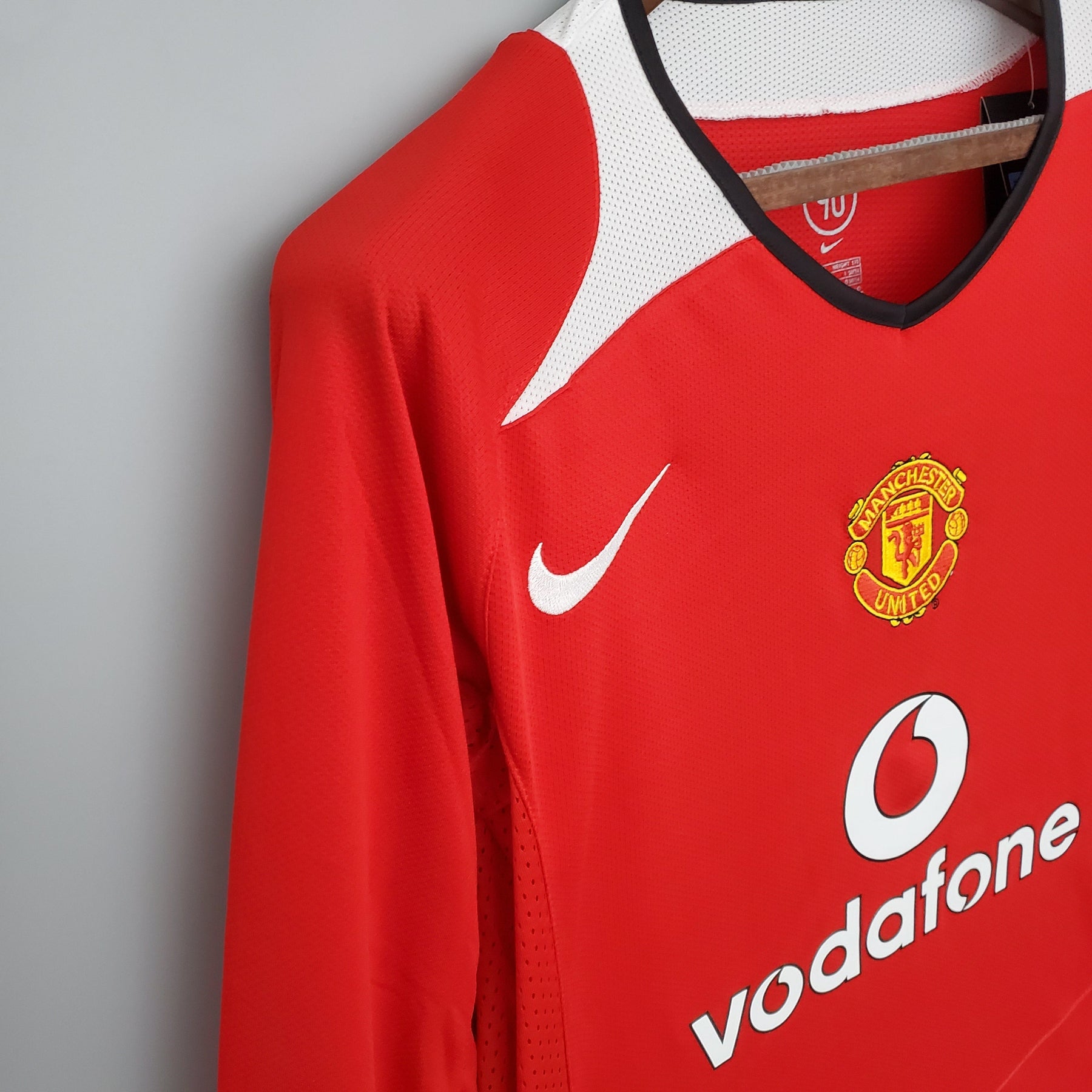 Camisa Manga Longa Manchester United 2004/06 - Nike Retrô Masculina - Vermelha/Branca