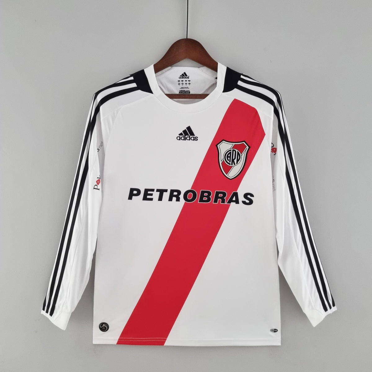 Camisa Manga Longa River Plate Home 2009/10 - Adidas Retrô Masculina - Branca/Vermelha