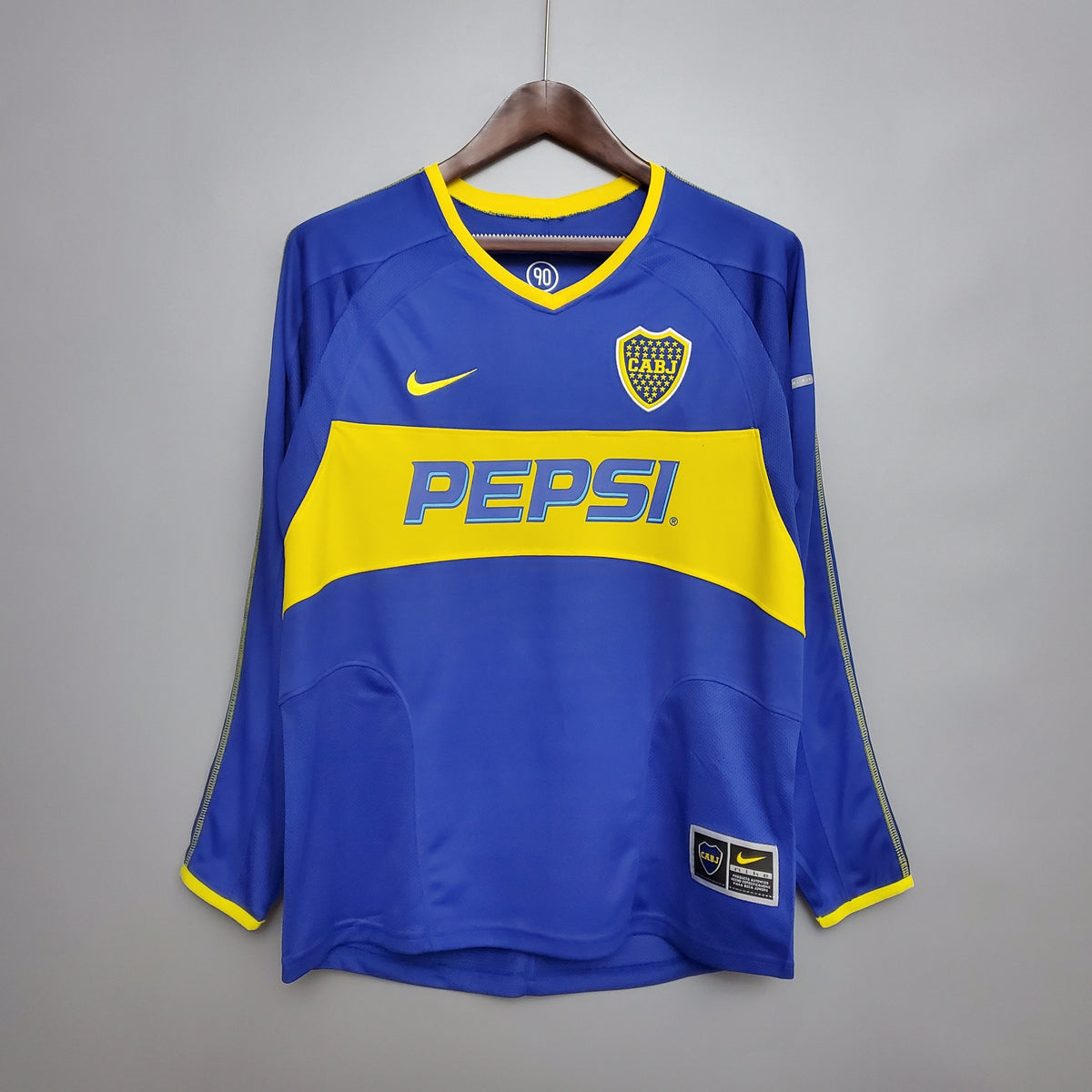 Camisa Manga Longa Boca Juniors Home 2003/04 - Nike Retrô Masculina - Azul/Amarela