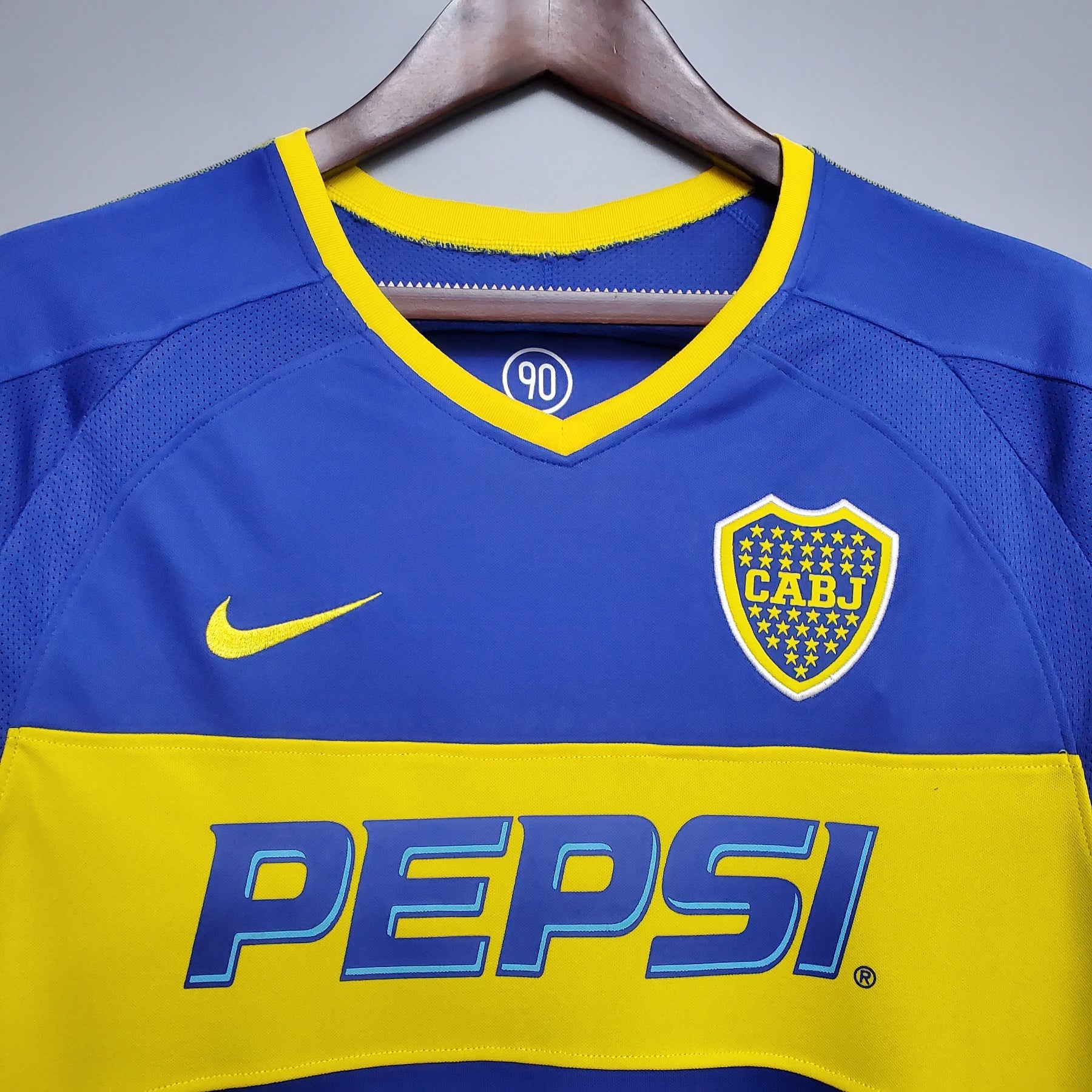 Camisa Manga Longa Boca Juniors Home 2003/04 - Nike Retrô Masculina - Azul/Amarela