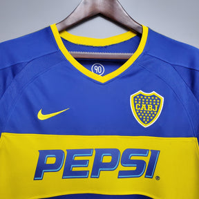 Camisa Manga Longa Boca Juniors Home 2003/04 - Nike Retrô Masculina - Azul/Amarela