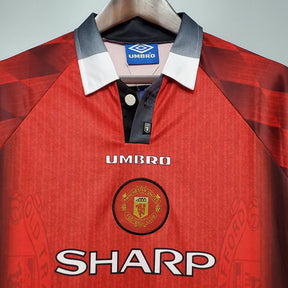 Camisa Manga Longa Manchester United 1996 Umbro Retrô Masculina - Vermelha