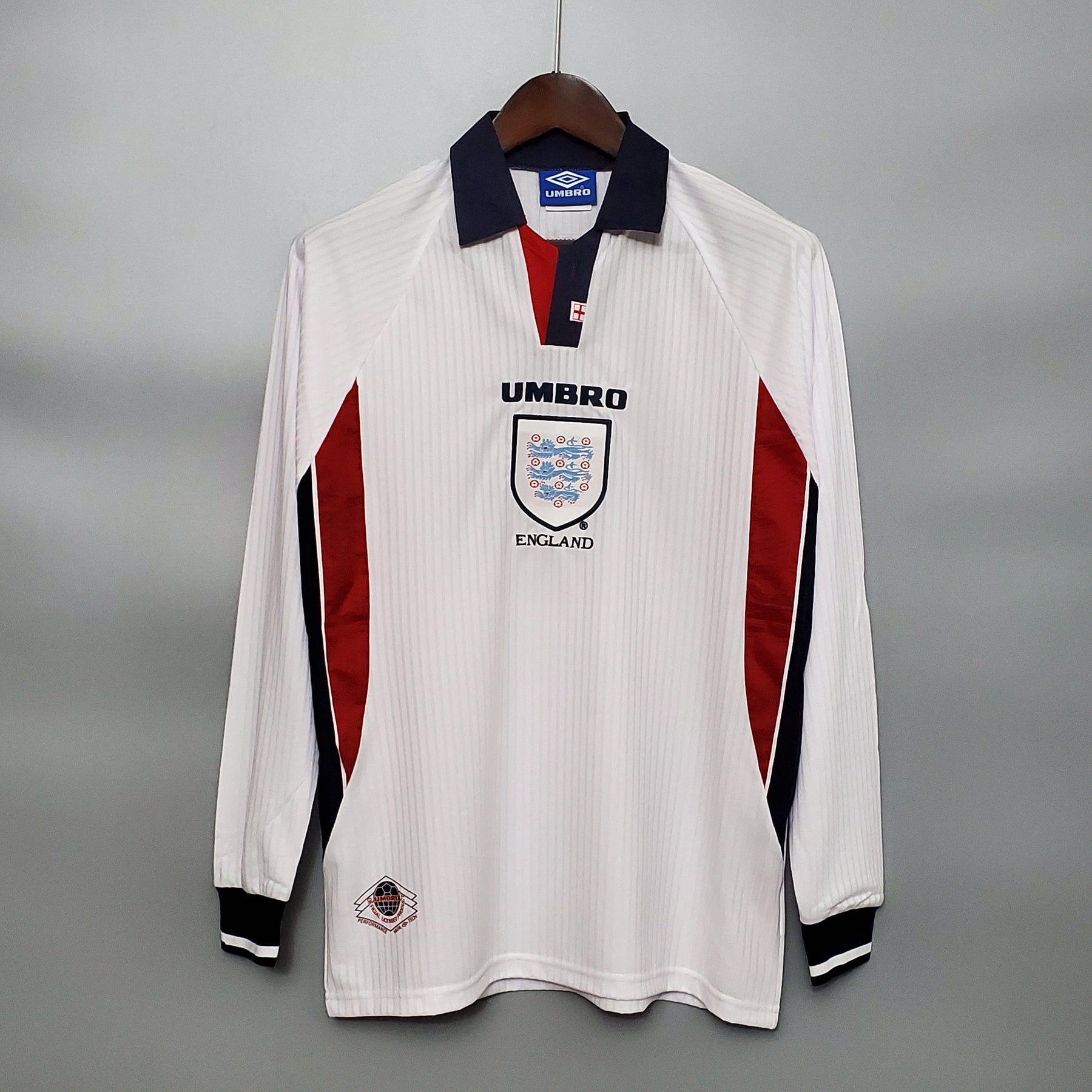 Camisa Manga Longa Seleção Inglaterra Home 1998 - Umbro Retrô Masculina - Branca