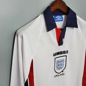 Camisa Manga Longa Seleção Inglaterra Home 1998 - Umbro Retrô Masculina - Branca