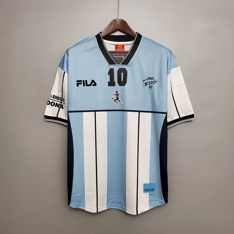 Camisa Seleção Argentina Home 2001 - Fila Retrô Masculina - Azul/Branca