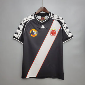 Camisa Vasco Home 2000 - Kappa Retrô Masculina - Preta/Branca