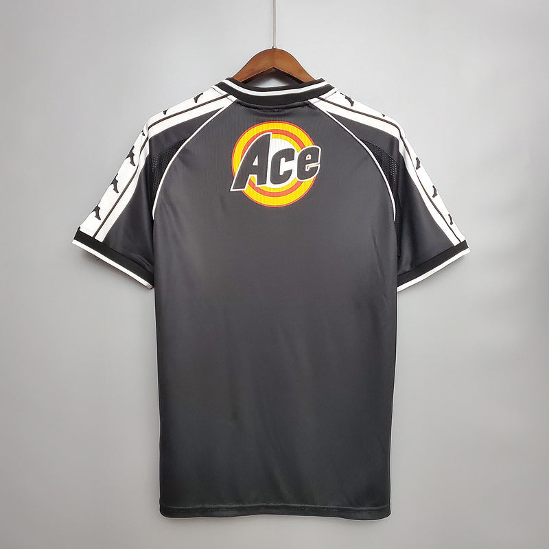 Camisa Vasco Home 2000 - Kappa Retrô Masculina - Preta/Branca