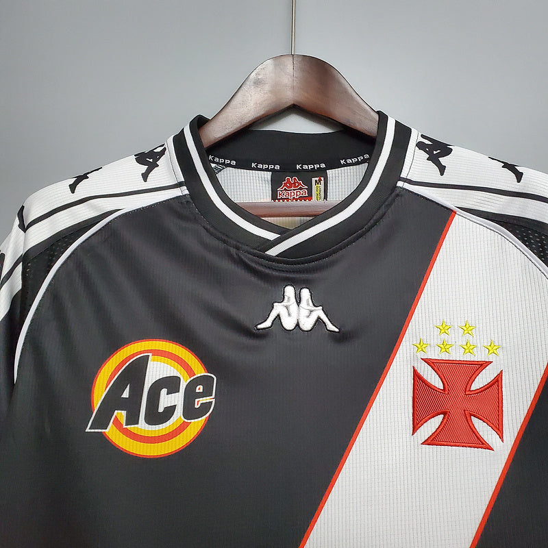 Camisa Vasco Home 2000 - Kappa Retrô Masculina - Preta/Branca