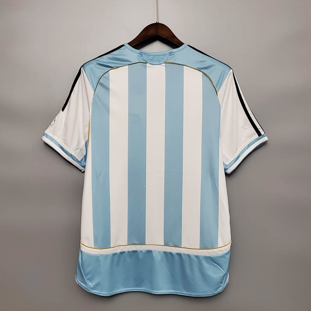 Camisa Seleção Argentina Home 2006 - Adidas Retrô Masculina - Azul/Branca