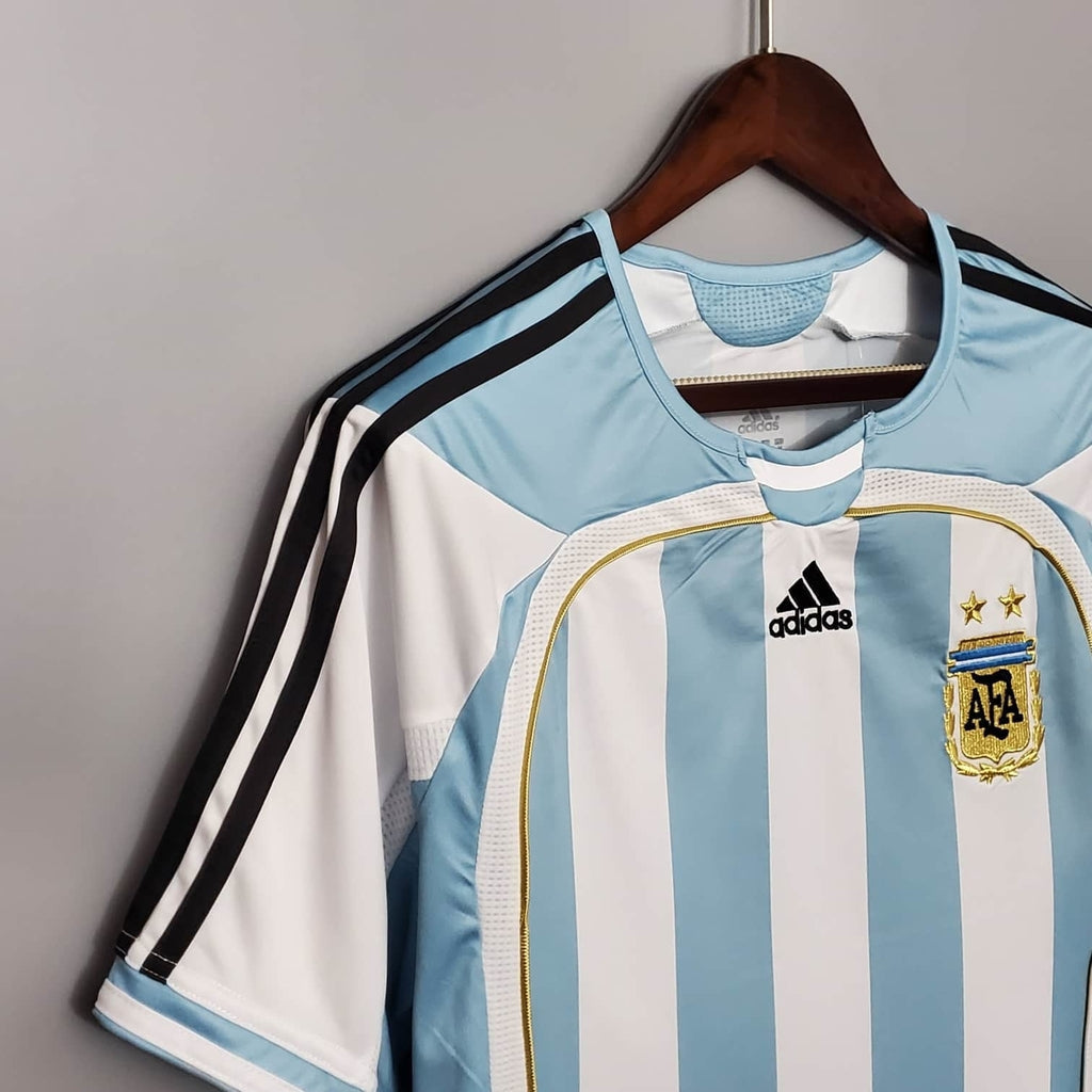 Camisa Seleção Argentina Home 2006 - Adidas Retrô Masculina - Azul/Branca