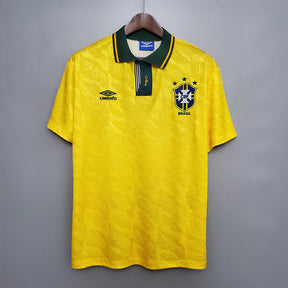 Camisa Seleção Brasil Home 1991/93 - Umbro Retrô Masculina - Amarela/Verde