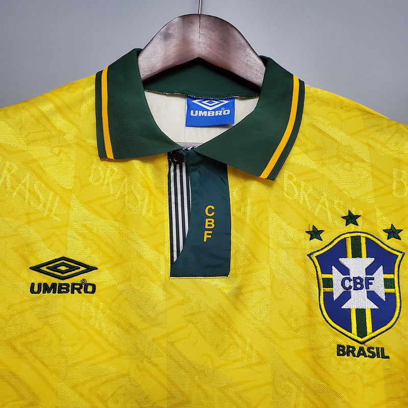 Camisa Seleção Brasil Home 1991/93 - Umbro Retrô Masculina - Amarela/Verde