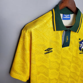 Camisa Seleção Brasil Home 1991/93 - Umbro Retrô Masculina - Amarela/Verde