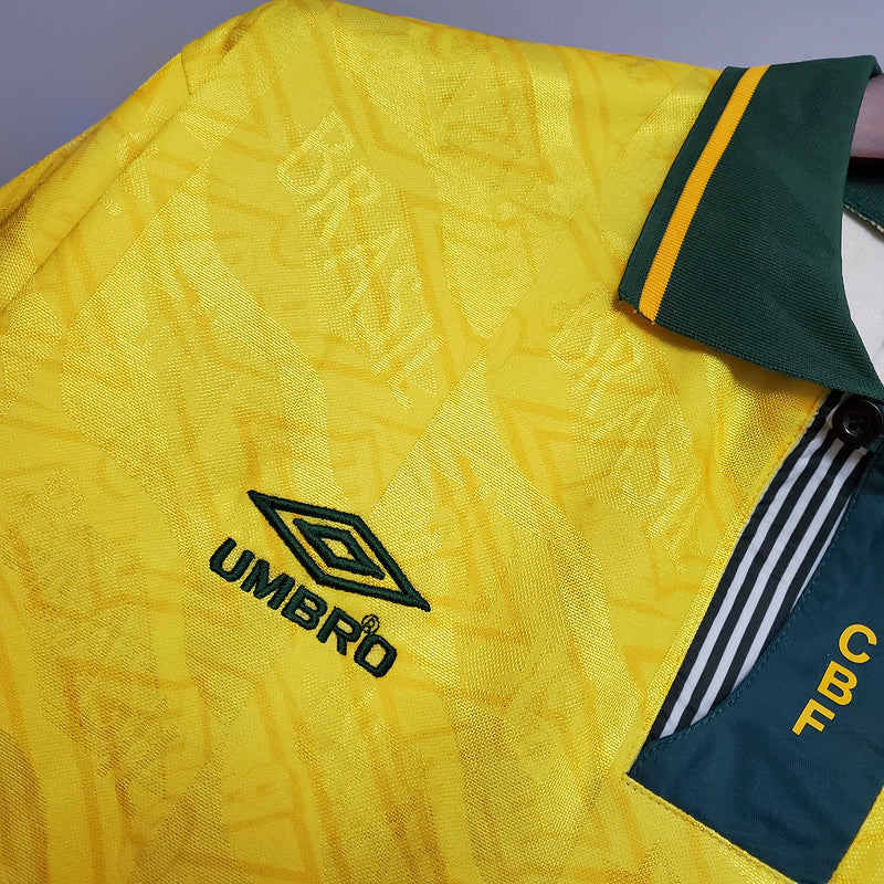 Camisa Seleção Brasil Home 1991/93 - Umbro Retrô Masculina - Amarela/Verde