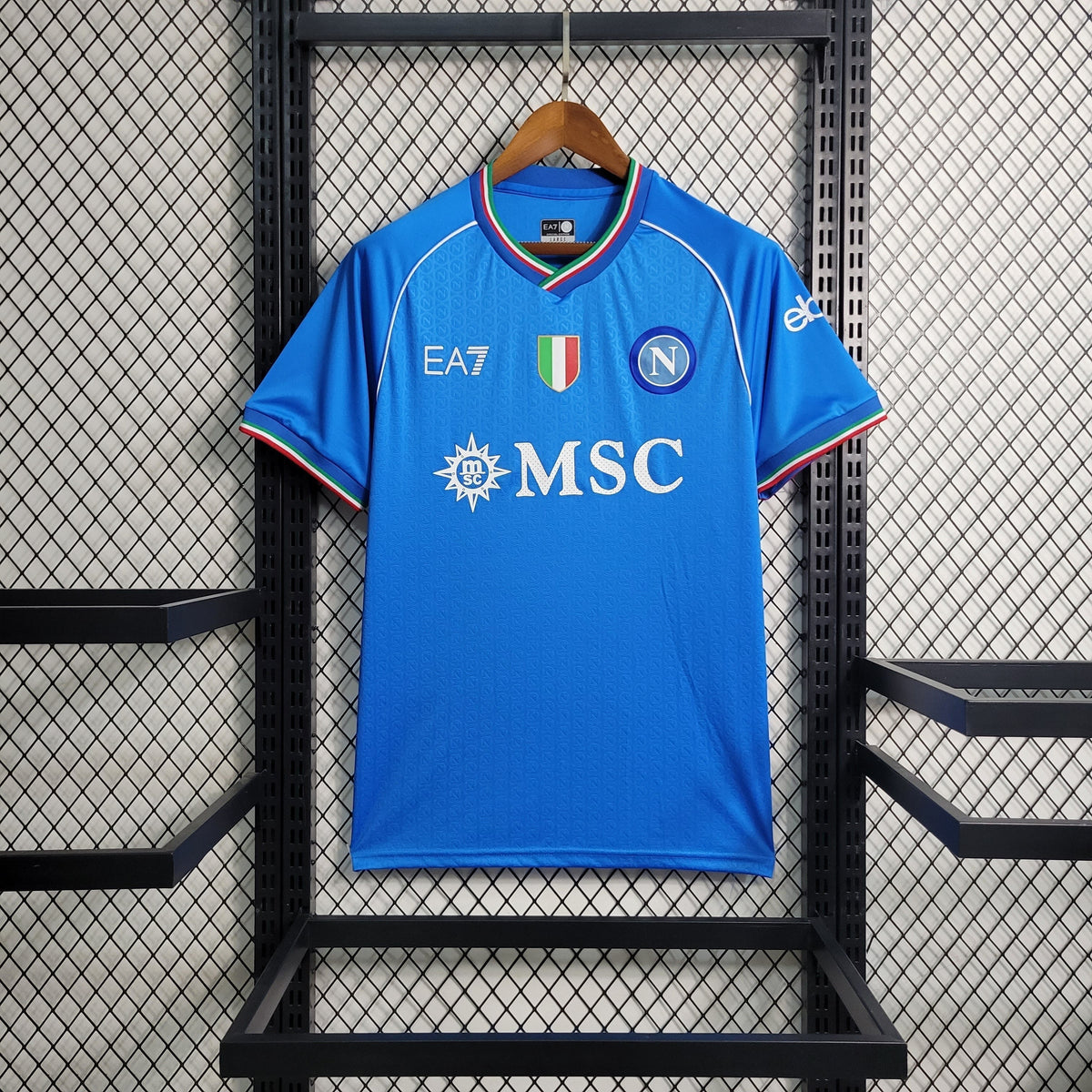 Camisa Napoli Home 2023/24 - EA7 Torcedor Masculina - Azul/Branca