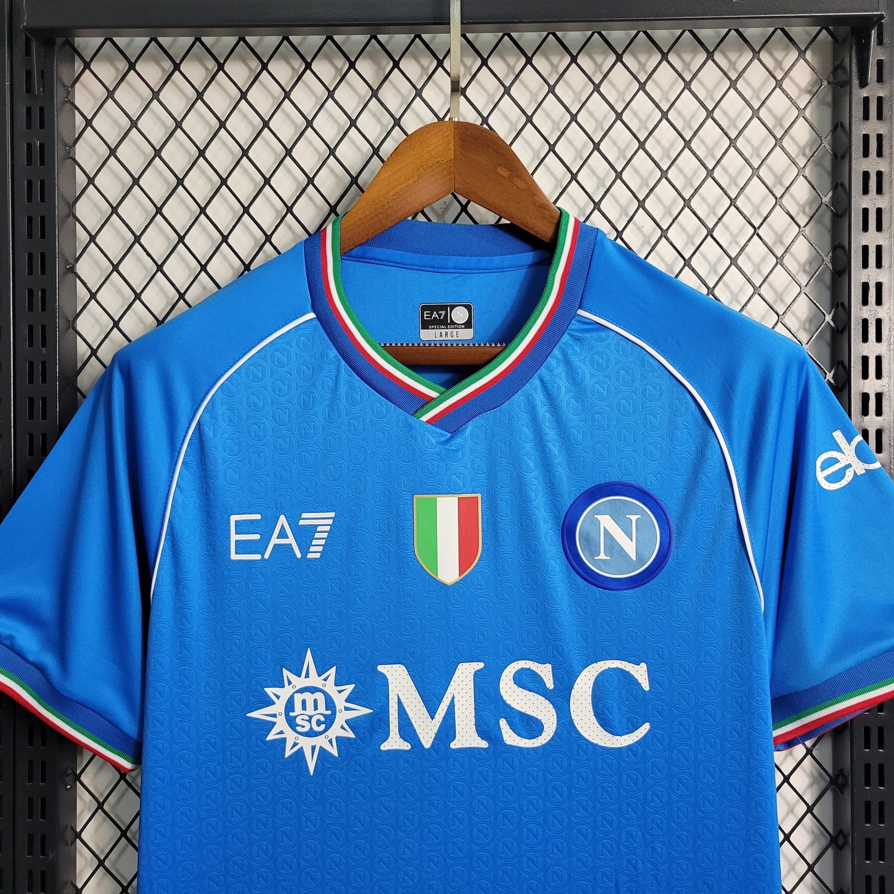 Camisa Napoli Home 2023/24 - EA7 Torcedor Masculina - Azul/Branca