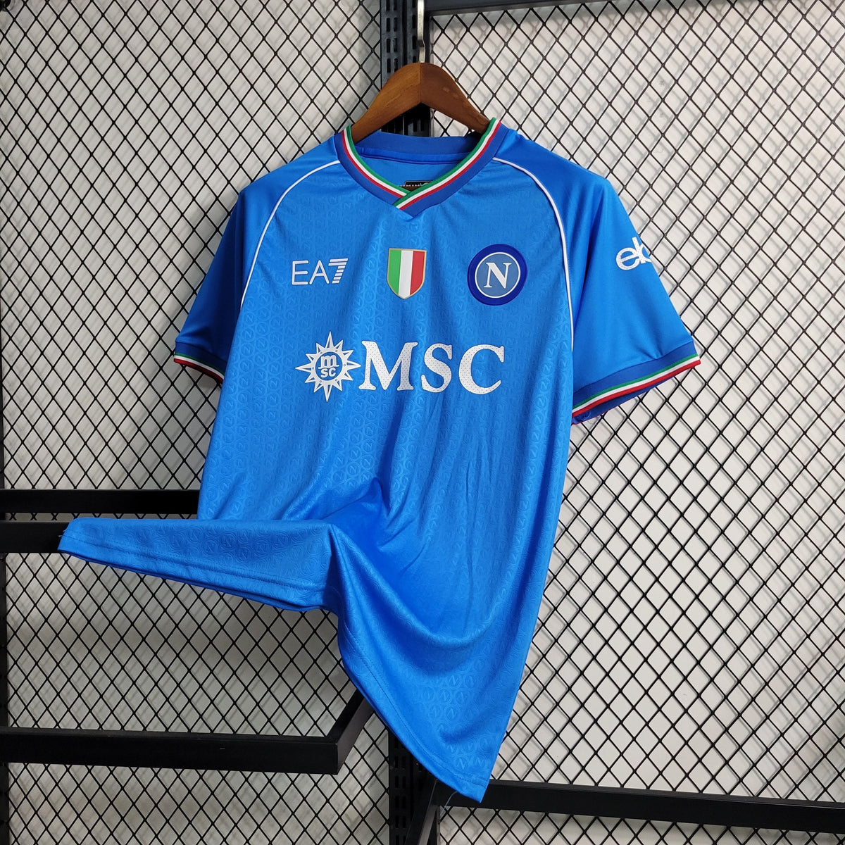 Camisa Napoli Home 2023/24 - EA7 Torcedor Masculina - Azul/Branca