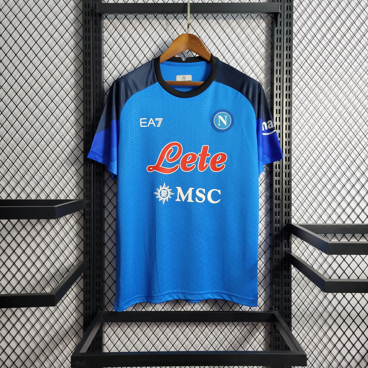 Camisa Napoli Home 2022/23 - EA7 Torcedor Masculina - Azul/Preta