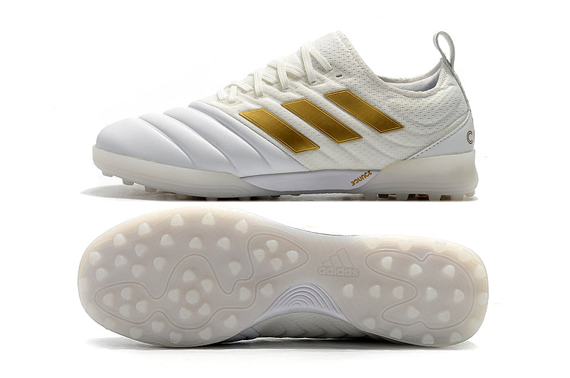 Chuteira Adidas Copa 20.1 Society Branco/Dourado