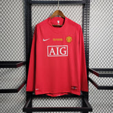 Camisa Manchester United Manga Longa 2007/08 - Nike Retrô Masculina - Vermelha/Branca