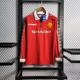 Camisa Manga Longa Manchester United Home 1998/99 - Umbro Retrô Masculina - Vermelha/Branca