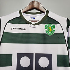 Camisa Sporting 2001/02 - Reebok Retrô Masculina - Branca/Verde