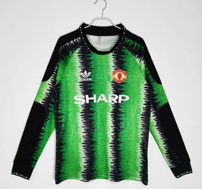 Camisa Manga Longa Manchester United Goleiro 1990\91 - Adidas Retrô Masculina - Verde/Preta