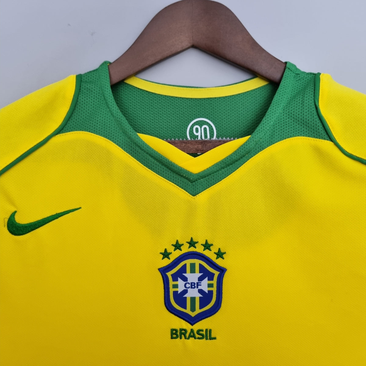 Camisa Seleção Brasil Home 2004/06 - Nike Retrô Masculina - Amarela/Verde