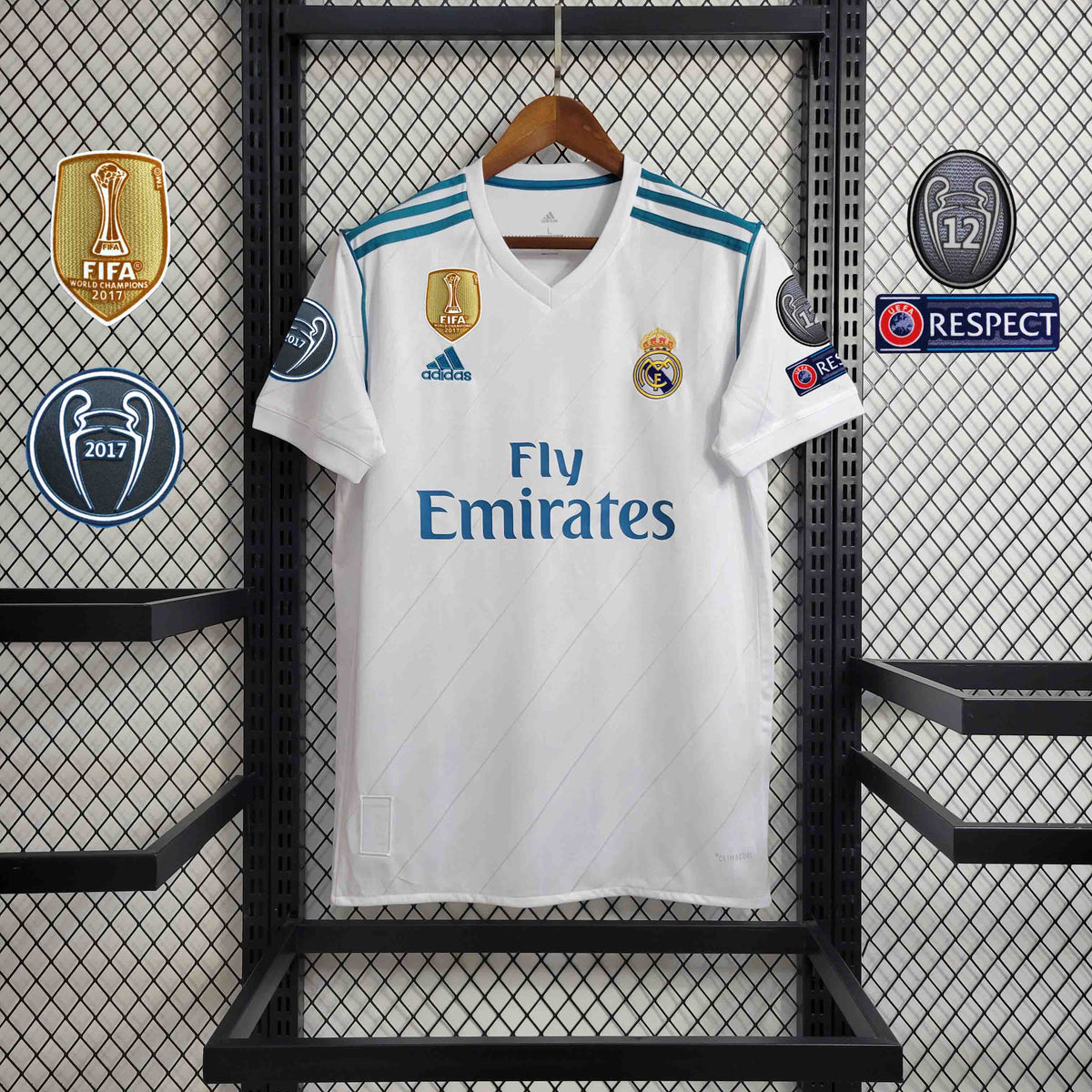 Camisa Real Madrid Home 2017/18 - Adidas Retrô Masculina - Branca/Azul