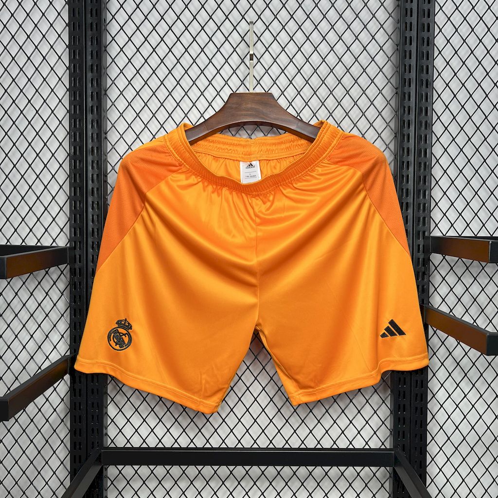 Shorts Real Madrid Away 2024/25 - Adidas Torcedor Masculina - Laranja/Preta