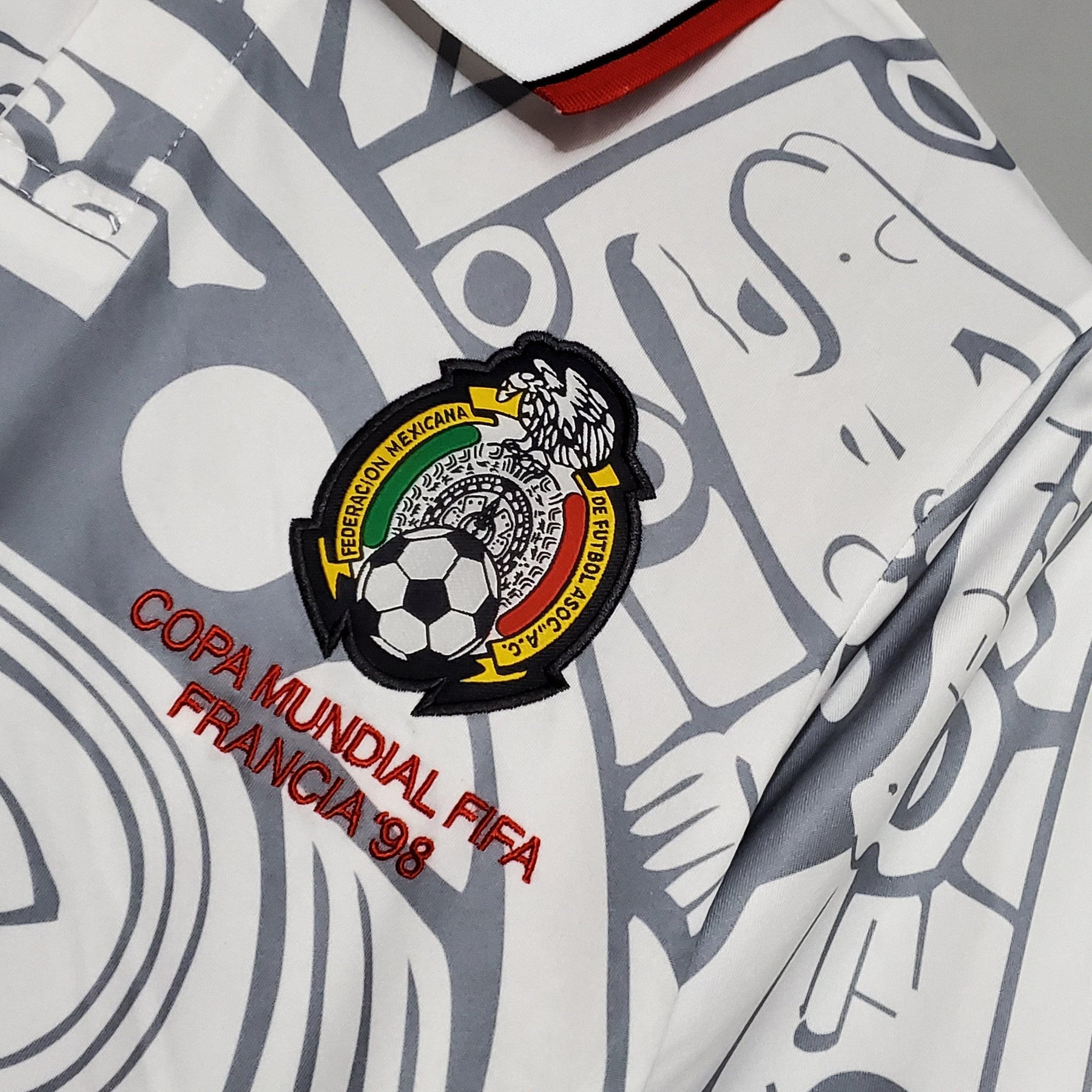 Camisa Seleção México Away 1998 - ABA Sport Retrô Masculina - Branca/Cinza