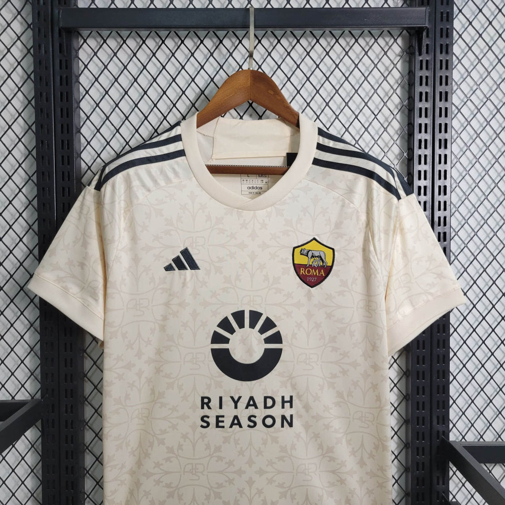 Camisa Roma Away 2023/24 - Adidas Torcedor Masculina - Bege/Preta