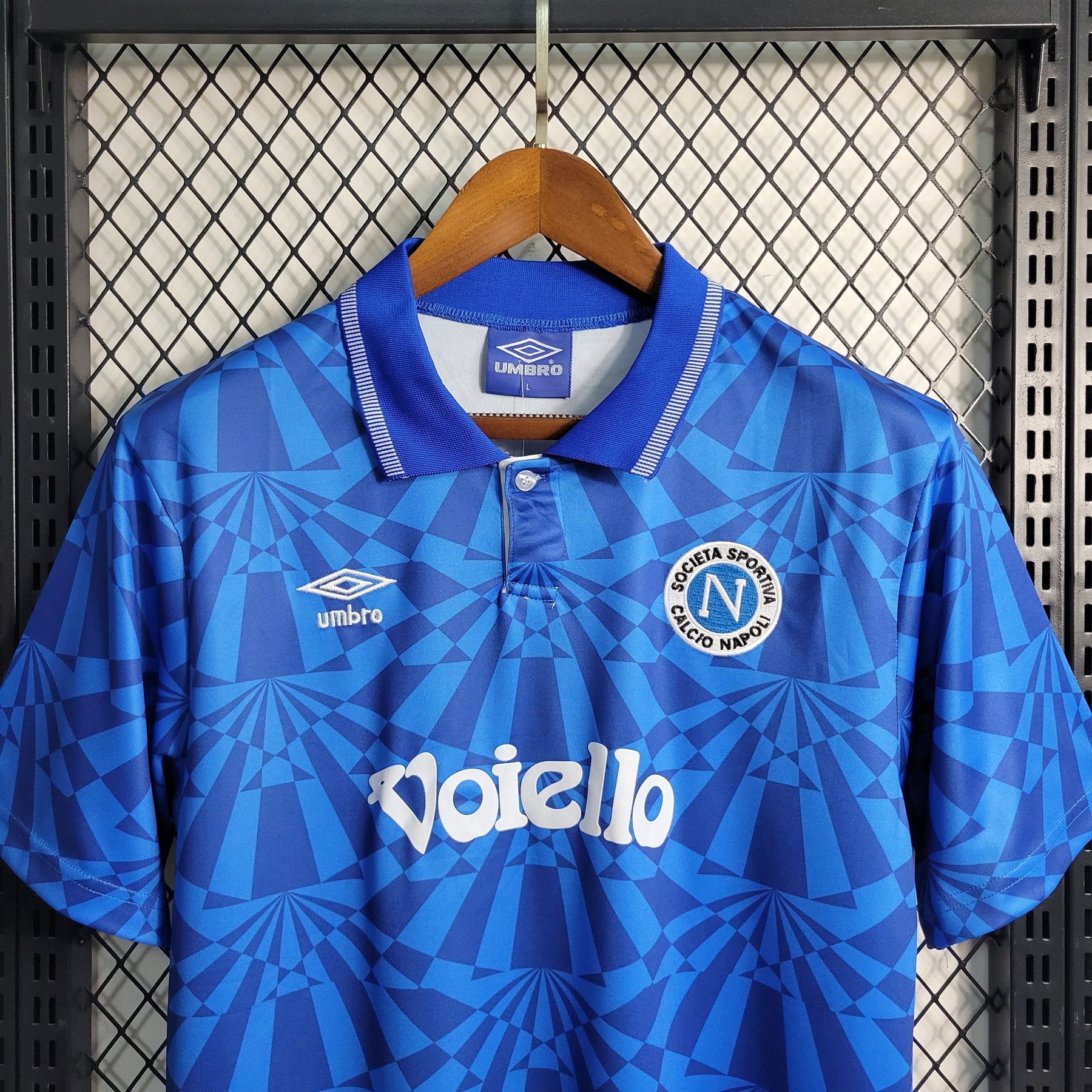 Camisa Napoli Home 1991/93 - Umbro Retrô Masculina - Azul/Branca