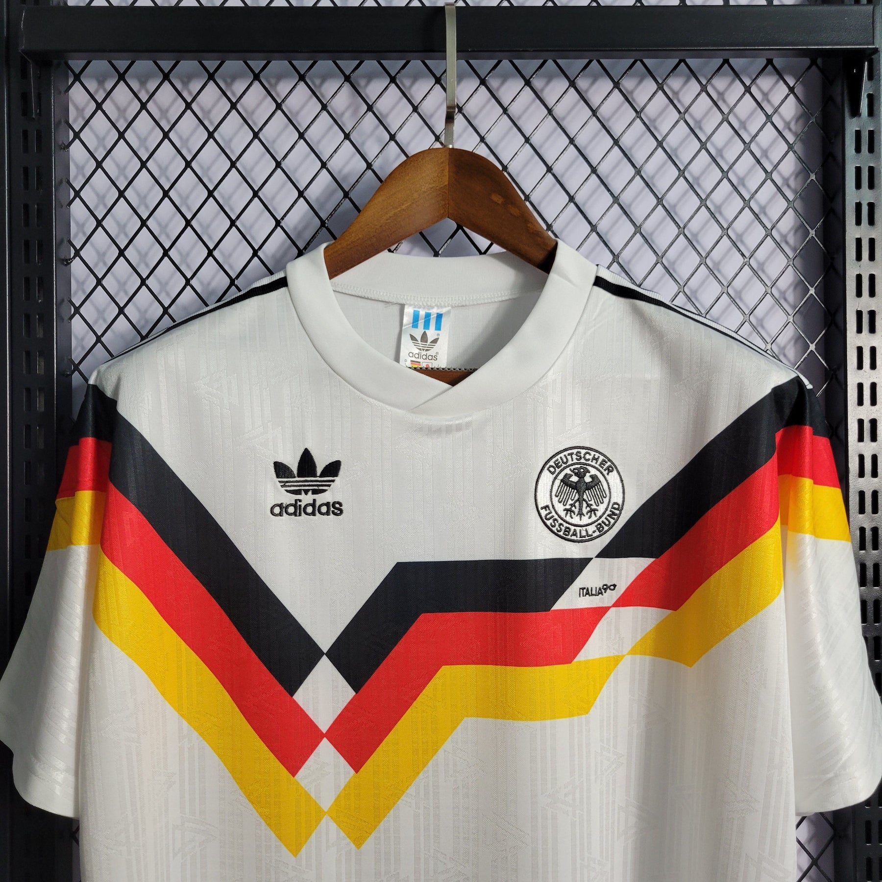 Camisa Seleção Alemanha Home 1990 - Adidas Retrô Masculina - Branca/Preta