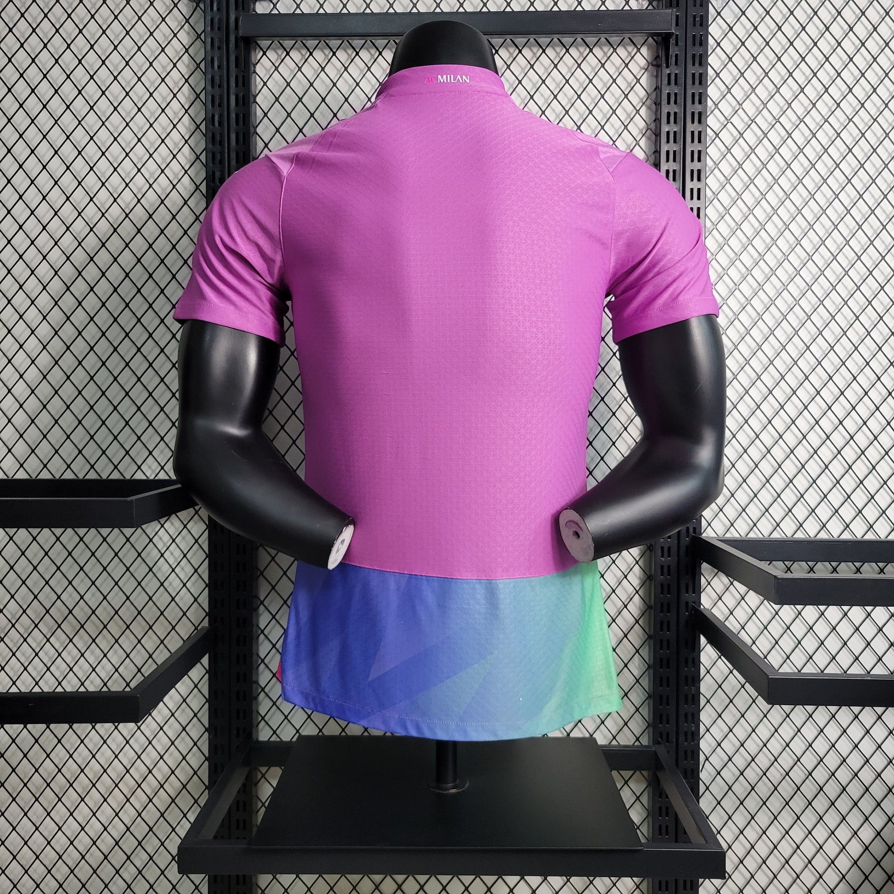 Camisa Milan Away 2023/24 - Puma Jogador Masculina - Rosa/Azul/Verde