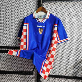 Camisa Seleção Croácia Away 1998 - Lotto Retrô Masculina - Azul/Branca