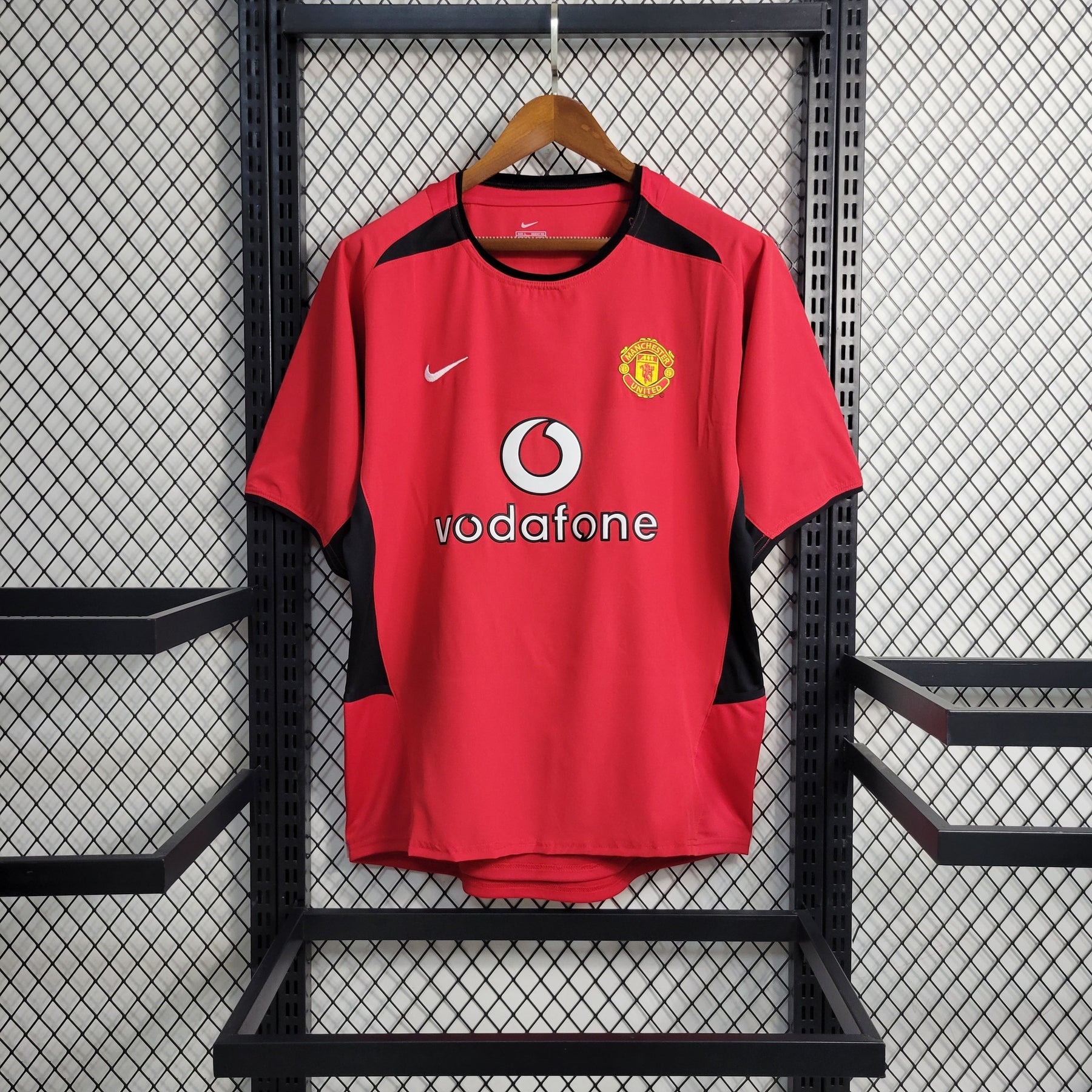 Camisa Manchester United Home 2002/04 - Nike Retrô Masculina - Vermelha/Preta