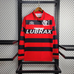 Camisa Flamengo Manga Longa Home 1994/95 - Umbro Retrô Masculina - Vermelha/Preta