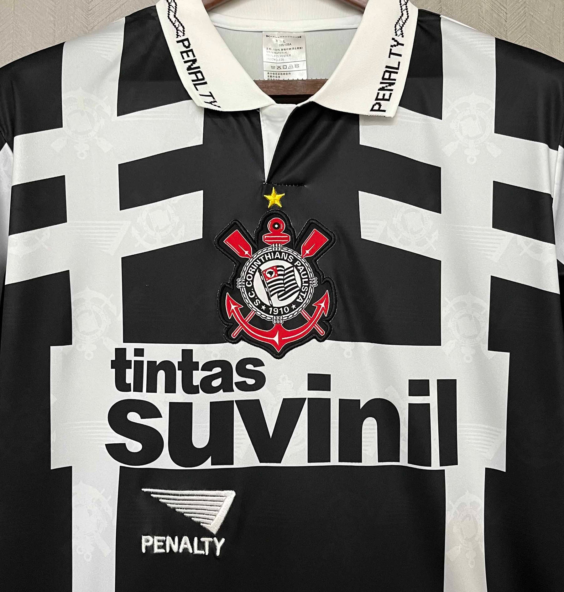 Camisa Corinthians Away 1995/96 - Penalty Retrô Masculina - Preta/Branca