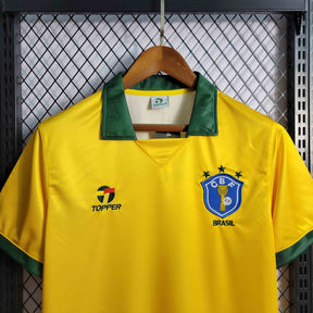 Camisa Seleção Brasil Home 1988 - Topper Retrô Masculina - Amarela/Verde