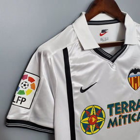 Camisa Valencia Home 2001/02 - Nike Retrô Masculina - Branca/Preta